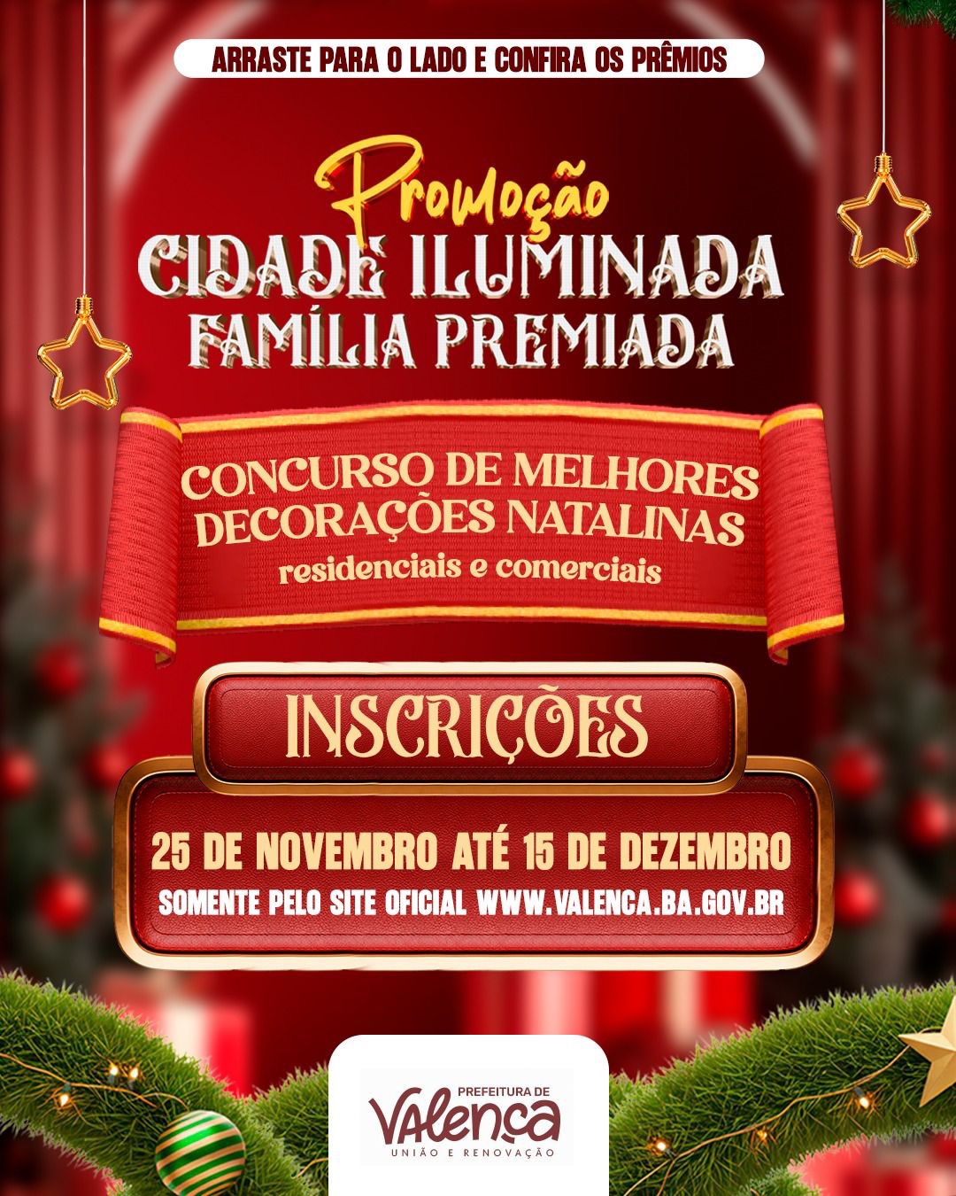 Valença Brilha Mais Forte: Inscrições Abertas para o Concurso de Natal