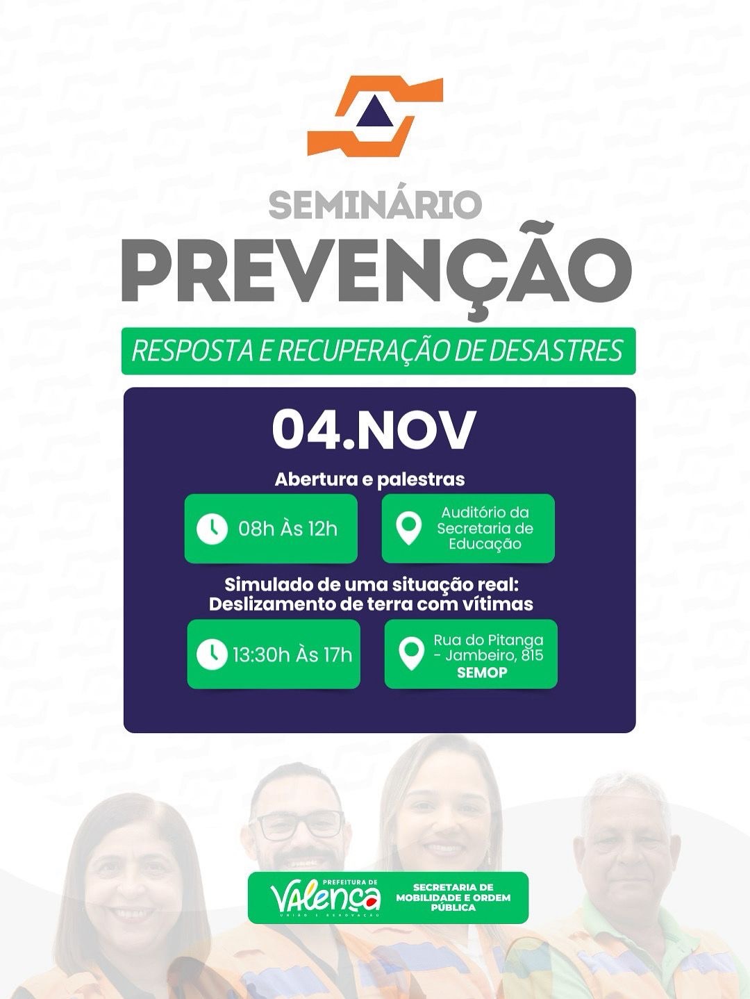Prefeitura de Valença realiza seminário voltado à prevenção de riscos e desastres naturais