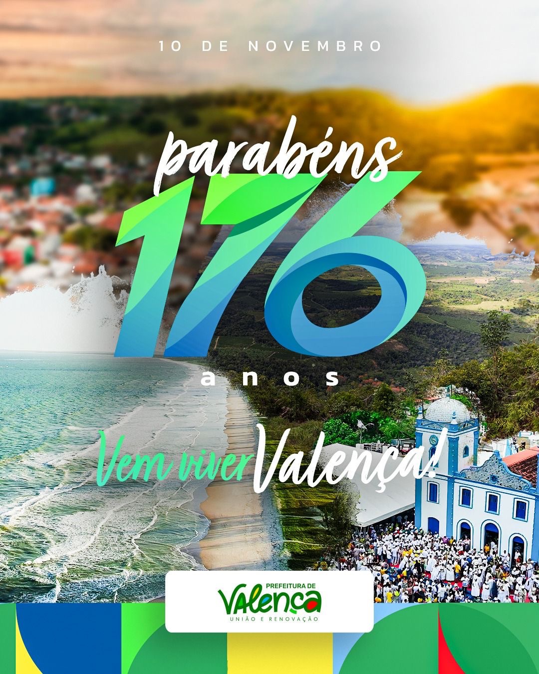 Valença celebra 176 anos com ato cívico e missa na igreja do Amparo