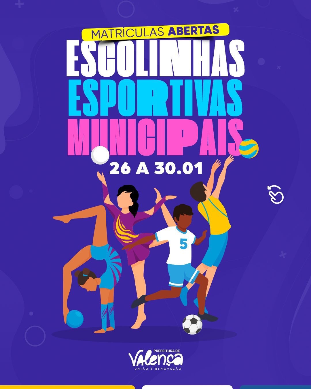 Prefeitura de Valença abre matrículas para Escolinhas Esportivas com modalidades gratuitas para crianças e adolescentes