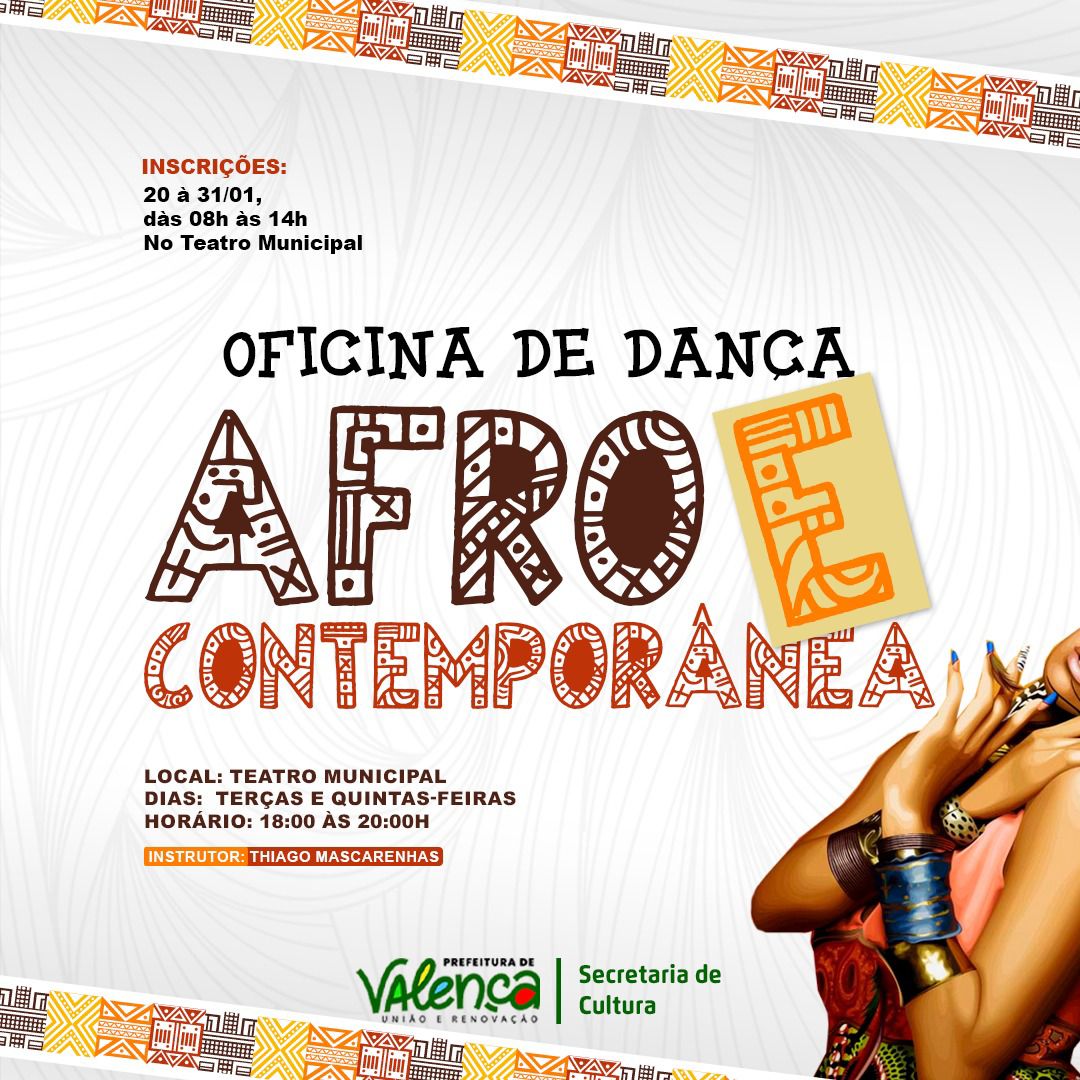 INSCRIÇÕES ABERTAS PARA AULAS NO TEATRO MUNICIPAL DE VALENÇA!*