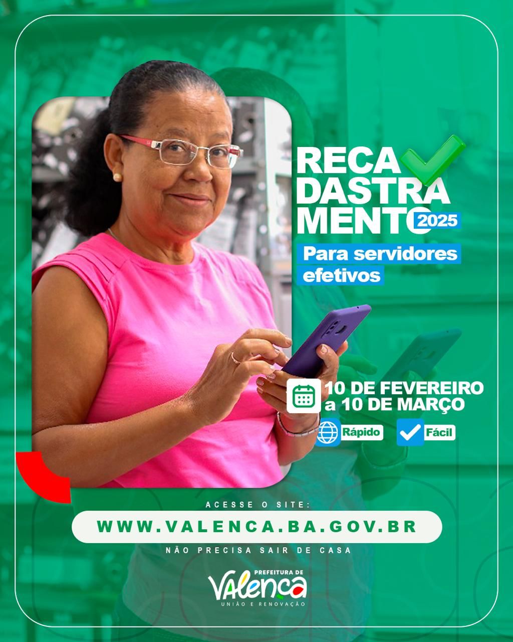 Começa nesta segunda feira(10), o recadastramento dos servidores efetivos da prefeitura de Valença