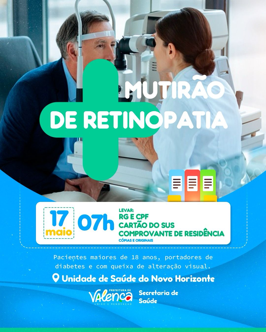Prefeitura de Valença realiza mais um Mutirão de Retinopatia Diabética no dia 17 de maio