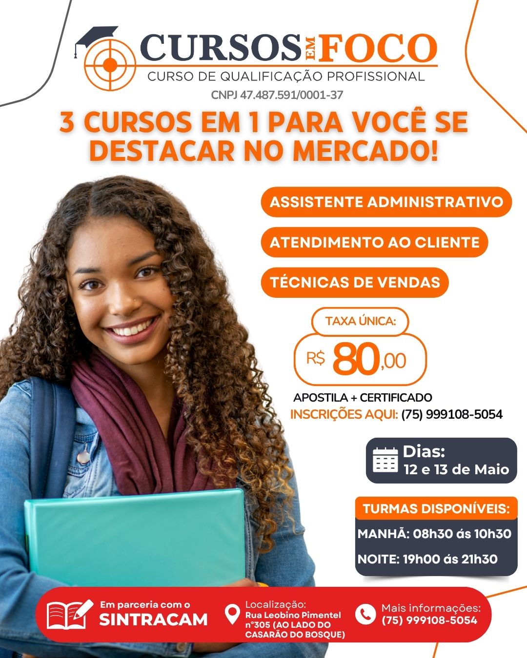 Cursos em Foco, em parceria com SINTRACAM, traz oportunidade de qualificação profissional acessível