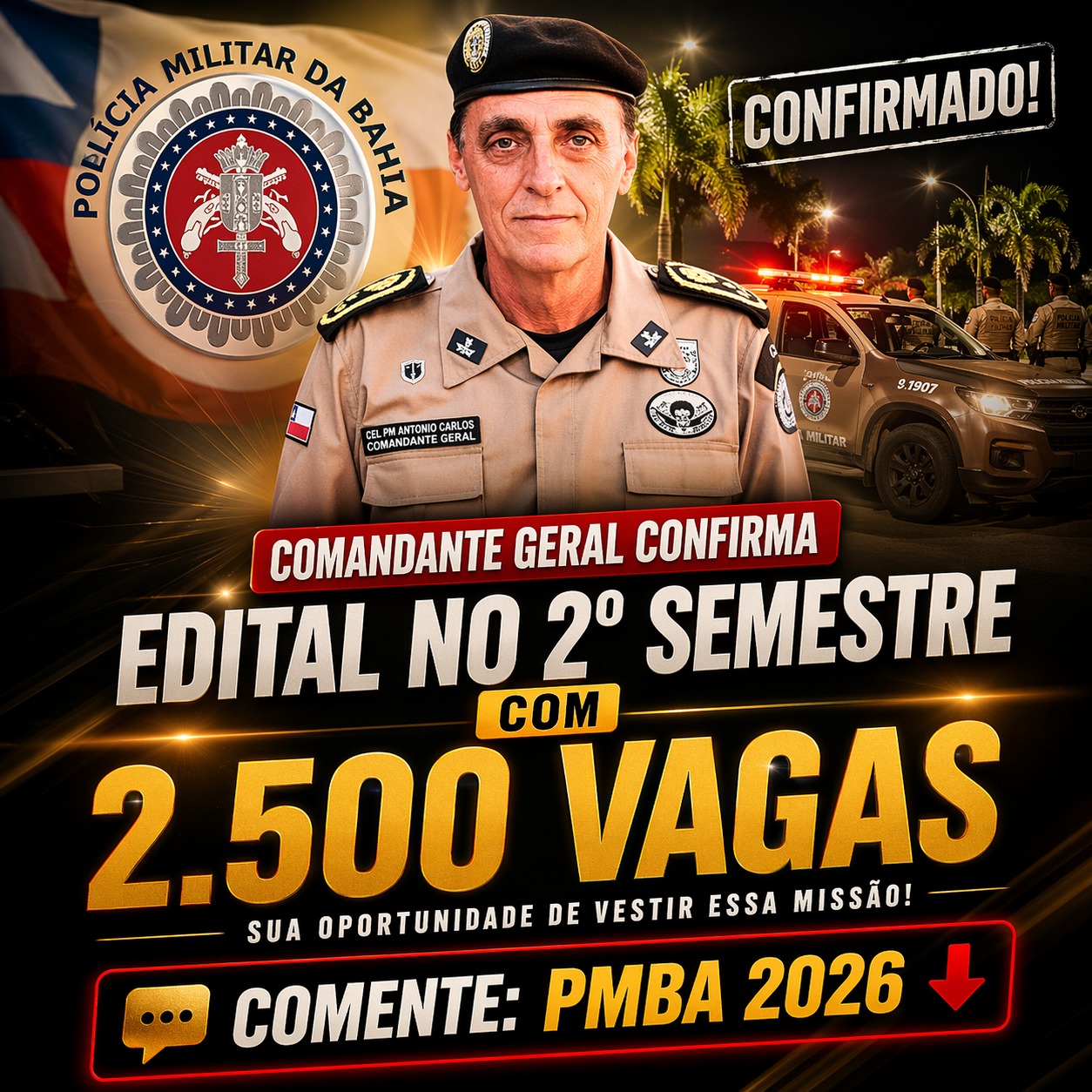 Coronel Magalhães anuncia novos concursos da PMBA e editais devem sair agora em junho