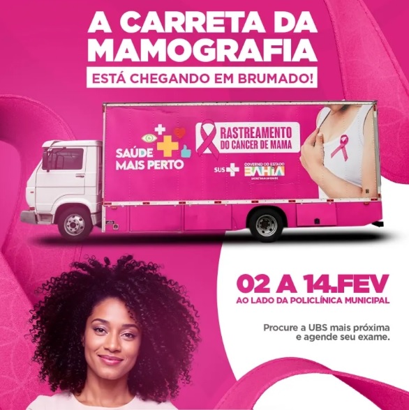 Carreta da Mamografia realiza atendimentos em Brumado entre 2 e 14 de fevereiro