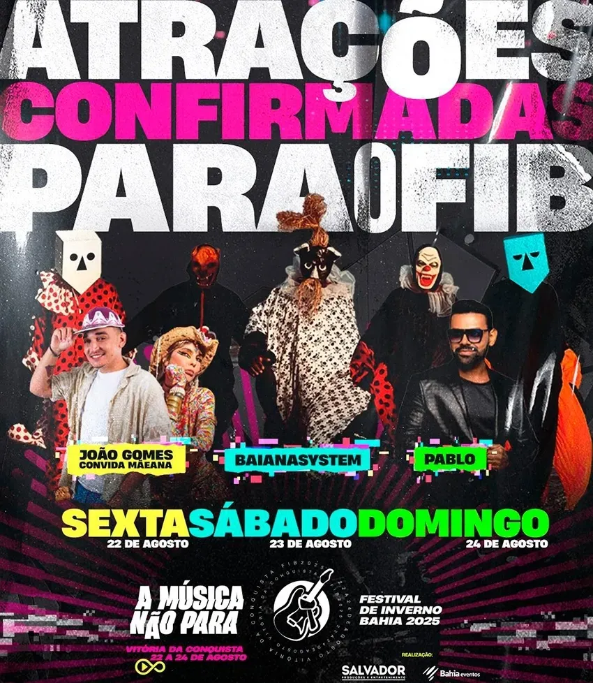 Pablo, BaianaSystem e João Gomes são os últimos confirmados no FIB 2025