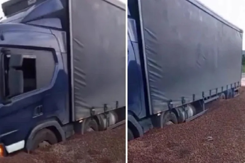 Caminhão sem freios utiliza área de escape e evita acidente na BA-142, em Ituaçu