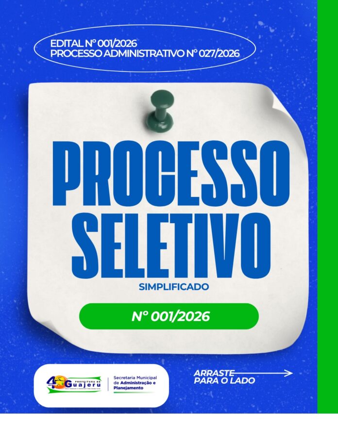 Prefeitura de Guajeru abre Processo Seletivo Simplificado com vagas em diversos setores