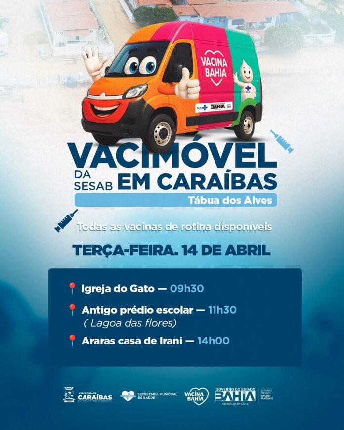 Vacimóvel levará vacinação itinerante em comunidades de Caraíbas nesta terça-feira (14)